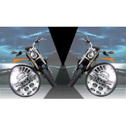 Faro Full LED ADAPTIVE Harley Davidson V-ROD del 2002 - CROMO - 60W - 3450Lms