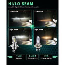 H4 Easy2 Bi-LED bulb - 9-32Vdc - 5000K - 2500lms - XENLED - 100W lighting - P43t-38