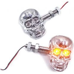 Skull Harley Style Motorcycle LED Turn Signals - Chrome Version - Chopper