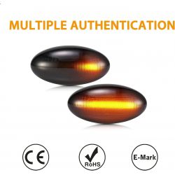 Flashing Repeaters OVAL Smoked LED DYNAMIC SCROLLING Peugeot 1007 107 206 207 307 407 607 Partner Expert